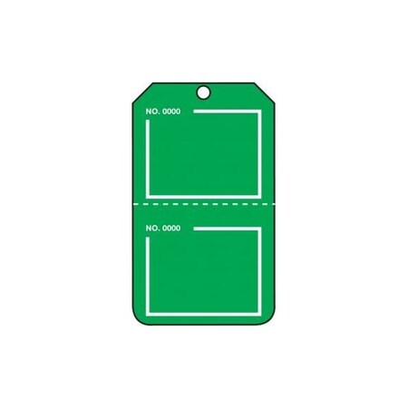 Accuform Safety Tags, Blank, Numbered, Perforated, Green, 5.75in x 3.25in, RP-Plastic, 5PK TPP227PTM